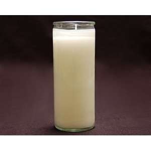  White Candle in a Clear Glass Jar 8 Inch Tall and 3 Inch Thick 