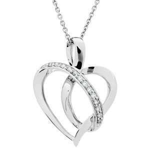   11 Carat 18kt White Gold Ribbon Of Diamonds Heart Necklace Jewelry