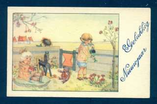 B4328 Signed postcard, Children with toys, Hobby horse  