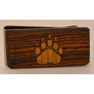  Money Clip with Hand Inlaid Cherry Wood Bear Paw 