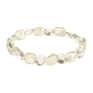  Faceted Crystal Disk with White Square Pearl Stretch 