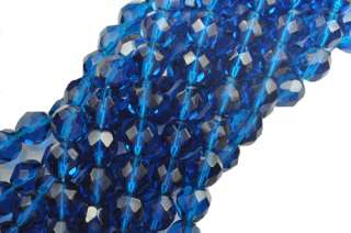 25 Capri Blue Faceted Round Glass Beads 8MM  