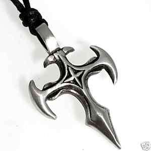 47H Silver PEWTER Gothic DAGGER Sword PENDANT Necklace  