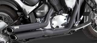05 09 Boulevard C50 Vance & Hines Staggered Exhaust Matte BLACK 