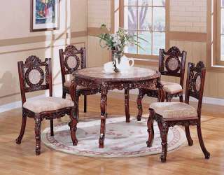 Cherry/Red Marble 5 pc Dining Table Set  