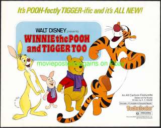 WINNIE THE POOH AND TIGGER TOO MOVIE POSTER HALF SHEET  