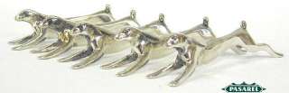 Amazing Art Nouveau 6 Sterling Silver Hare Knife Rests  