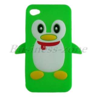   Penguin Hard Silicone Gel Back Skin Case Cover For iPhone 4G 4S 4GS