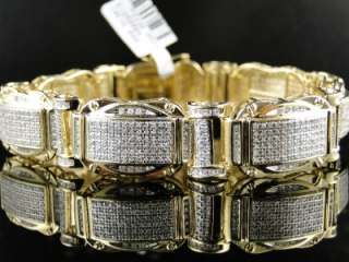 MENS XL YELLOW GOLD PAVE DIAMOND BRACELET BANGLE 16 MM  