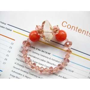 Agate Crystal Bracelet   Fuchsia