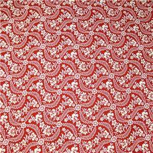 Windham Cotton Fabric Delicate, Perfect Little Red & Ivory Floral By 