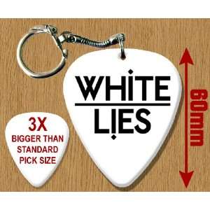 White Lies BIG Guitar Pick Keyring