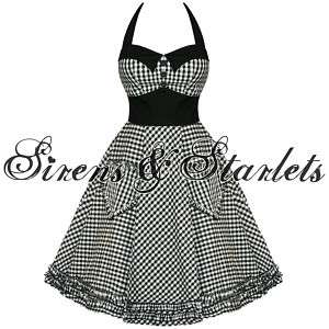 HELL BUNNY GINGHAM 50S VTG ROCKABILLY PROM PARTY DRESS  