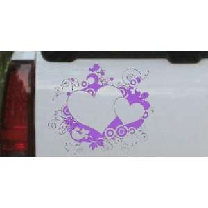 10in X 8.5in Purple    Hearts With Swirls Car Window Wall Laptop Decal 