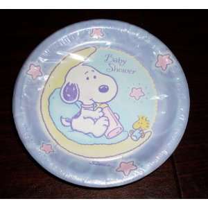  RARE Hallmark Baby Snoopy Baby Shower Plates OOP Health 