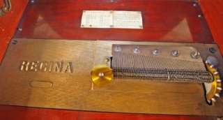 Antique Regina Mahogany Music Box W/ 15 1/2 Disc  