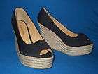 Black & Straw Colored Wild Diva Wedges   Size 8 Great Condition