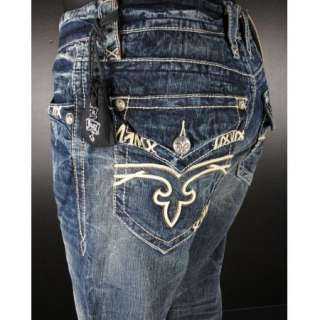   ROCK REVIVAL Jeans Straight Leg FRANCIS T10 with LEATHER ROMANS  
