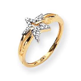 14k Yellow Gold .10 Carat AA Quality Diamond Star Ring in Multiple 