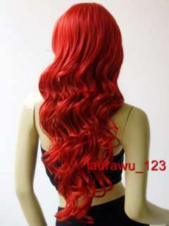 28 Long Cherry Red Wavy Cosplay Wigs 135  
