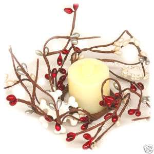 Snowflake Red White Silver Pip Berry Napkin Candle Ring  