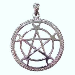 Crescent Moon Pentacle Pendant Wicca Pagan Jewelry  