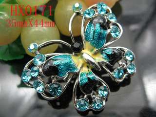blue Butterfly Rhinestone Crystal&alloy brooch HX0171  
