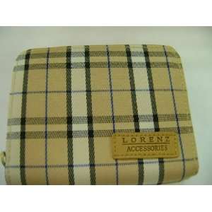  Lorenz check print zip round purse with flap and back pass 