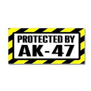  Protected By AK 47 Rifle Warning   Window Bumper Sticker 