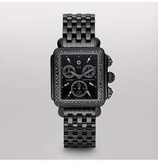 New Womens Michele Deco black diamond Noir Black Watch MWW06A000679 