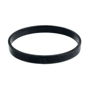   Stainless Steel Black PVD With Roman Numerals Bangle Bracelet Jewelry