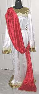 White Red Goldtone Adult Draping Royalty Robe Costume  