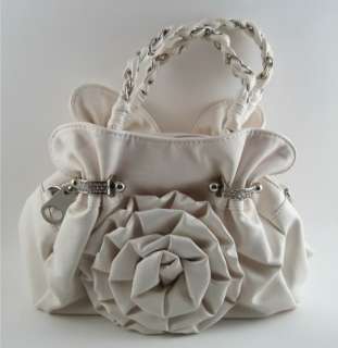 Black White Flower Purse Braided Chain Shoulder Strap Satchel Handbag 