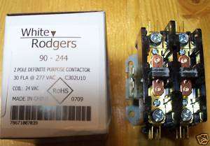 WHITE RODGERS DP CONTACTOR 2 POLE 24V COIL 30A 90 244  