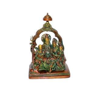  Shiv Parvati Ganesha Kartikeya with Nandi Brass Statue 