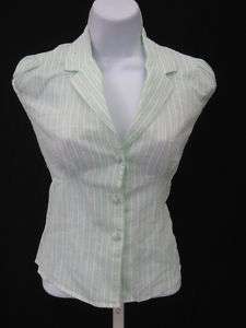 BANANA REPUBLIC Green White Striped Blouse Shirt Sz XS  