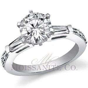 8mm Round & Baguette Moissanite Engagment Ring 2.5ctw  