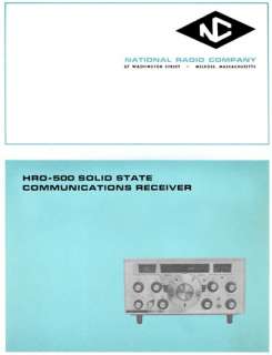 National HRO 500 manual w/ 30 schematics »R²  
