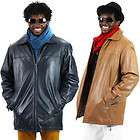 United Face Mens New 3/4 Length Classic Lambskin Leather Jacket M L XL 