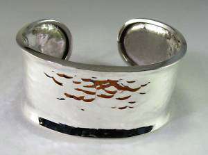 925 sterling silver hammered cuff bracelet Taxco  