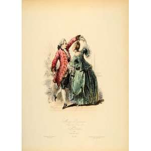 1870 French Fashion Louis XV Dress Minuet Couple Dance 
