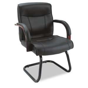  Alera Madaris Leather Guest Chair w/Wood Trim ALEMA43LS10M 