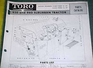 1968 TORO 950 & 960 SUBURBAN TRACTOR ILLUS. PARTS LIST  