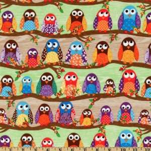  44 Wide What A Hoot Owl Stripe Green/Brown Fabric By The 