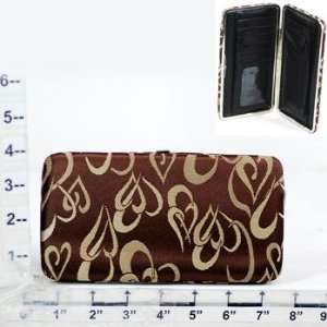  Wallet ~ PVC Hinge Style ~ Brown ~ Crazy Hearts 