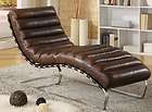 Leather Chaise Vintage with Chrome Accent Legs Restoration Hardware 