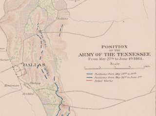 Dallas Tennessee 1864 Civil War Map Confederate & Union  
