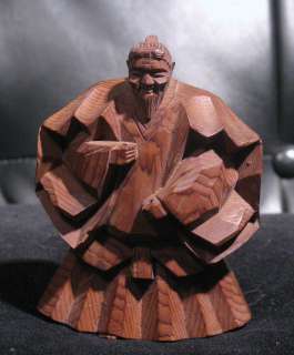 Amazing Signed Japanese Wooden Netsuke Sculpture Figure  