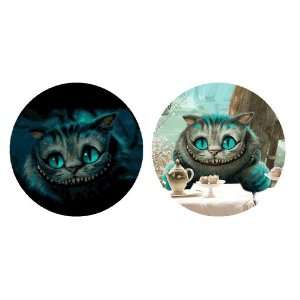   of 2 Tim Burtons Alice in Wonderland Cheshire Cat Button Size 2.25