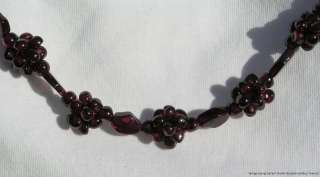 Vintage Gemstones Pyrope Garnet Cluster Hand Beaded Necklace 26Length 